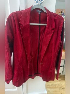 NYDJ Red Velvet Open-Front Blazer